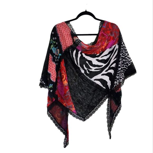 Scarf Multicolor Patchwork Large Triangle 81"X29" - Picture 1 of 2